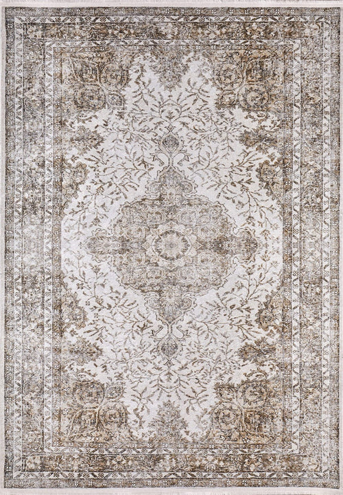 Digital Print Area Rug – Classic Cream Non Slip Washable Carpet for Living Room