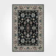 Chenille Cotton Area Rug - Washable Non Slip Black Frame Rug for Living Room