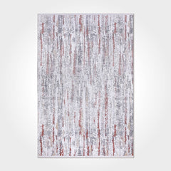 Grey Striped Area Rug - Machine Made Rug With Soft Pile & Overlocked Edge Carpet