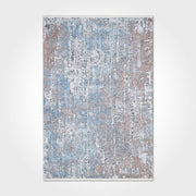 Modern Chenille Area Rug – Washable Non Slip Blue Cotton Polyester Carpet