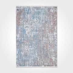 Modern Chenille Area Rug – Washable Non Slip Blue Cotton Polyester Carpet
