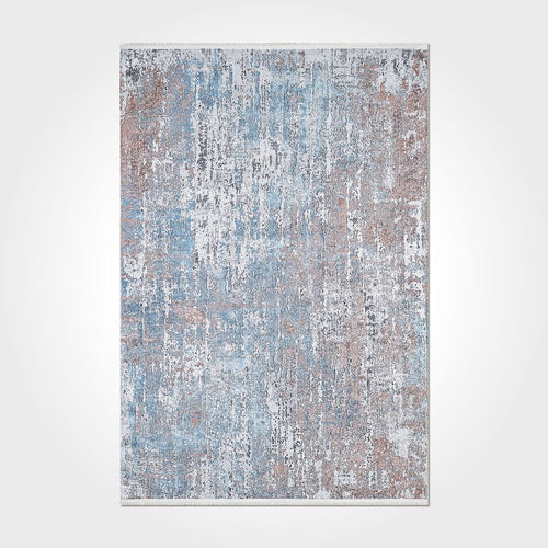 Modern Chenille Area Rug – Washable Non Slip Blue Cotton Polyester Carpet