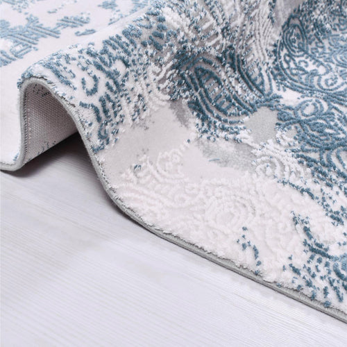 Arielo Blue Modern Bamboo Machine Made Area Rug