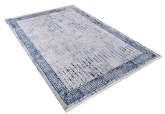 Blue Area Rug – Digital Print Rug With Frame Design | Antibacterial & Non-Slip Carpet