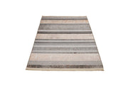 Beige Striped Area Rug – Cotton Chenille Digital Print Carpet for Modern Living Room