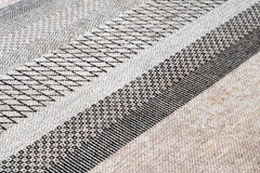 Beige Striped Area Rug – Cotton Chenille Digital Print Carpet for Modern Living Room