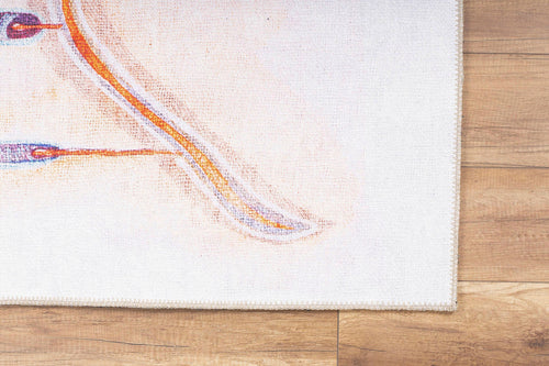 Digital Print Area Rug - Beige Cotton Washable Non Slip Microfiber Carpet