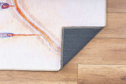 Digital Print Area Rug - Beige Cotton Washable Non Slip Microfiber Carpet