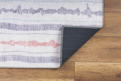 White Striped Area Rug – Soft Microfiber Carpet | Washable Non Slip Cotton