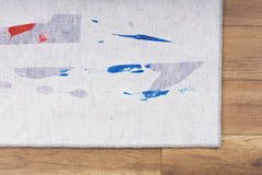 Grey Striped Area Rug - Washable Non Slip Cotton Microfiber Floor Rug