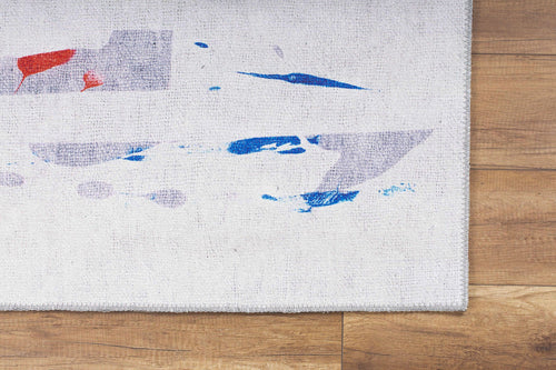 Grey Striped Area Rug - Washable Non Slip Cotton Microfiber Floor Rug