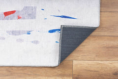 Grey Striped Area Rug - Washable Non Slip Cotton Microfiber Floor Rug