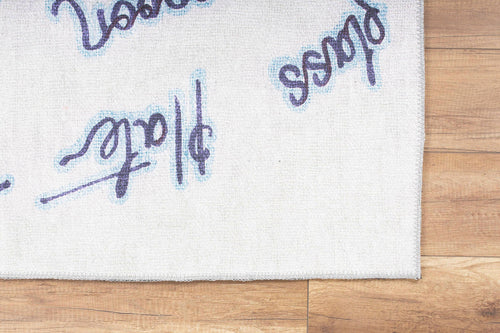 Digital Print Area Rug - White Cotton Washable Non Slip Decorative Carpet