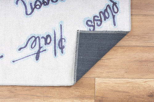 Digital Print Area Rug - White Cotton Washable Non Slip Decorative Carpet