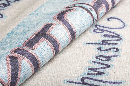 Digital Print Area Rug - White Cotton Washable Non Slip Decorative Carpet