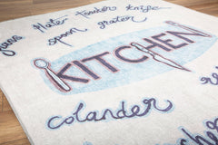 Digital Print Area Rug - White Cotton Washable Non Slip Decorative Carpet