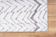 White Striped Area Rug | Soft Microfiber Carpet Washable Non Slip