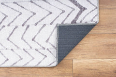 White Striped Area Rug | Soft Microfiber Carpet Washable Non Slip