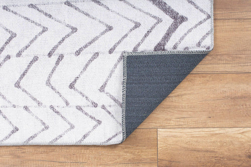 White Striped Area Rug | Soft Microfiber Carpet Washable Non Slip