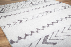 White Striped Area Rug | Soft Microfiber Carpet Washable Non Slip