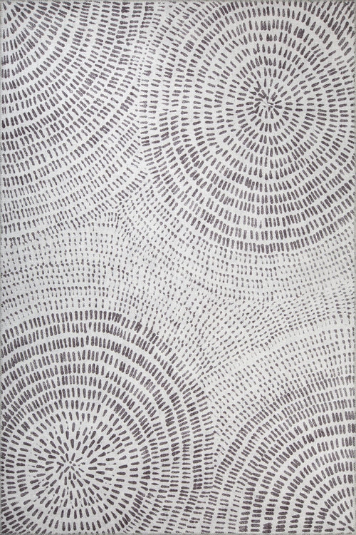 Digital Print Area Rug – Cotton Geometric Pattern White Circle Carpet