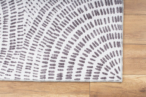 Digital Print Area Rug – Cotton Geometric Pattern White Circle Carpet