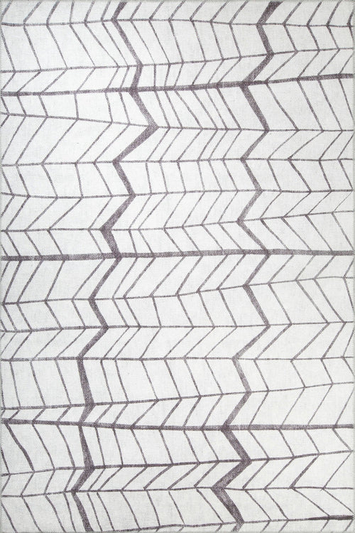 Geometric Cotton Area Rug - Washable Non Slip White Decorative Floor Mat