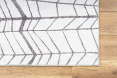 Geometric Cotton Area Rug - Washable Non Slip White Decorative Floor Mat