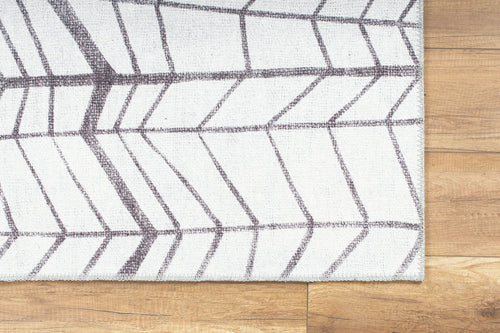 Geometric Cotton Area Rug - Washable Non Slip White Decorative Floor Mat