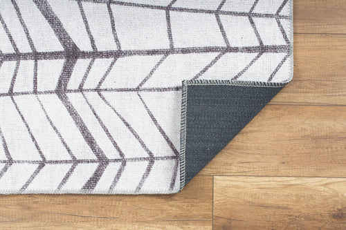 Geometric Cotton Area Rug - Washable Non Slip White Decorative Floor Mat