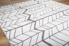 Geometric Cotton Area Rug - Washable Non Slip White Decorative Floor Mat