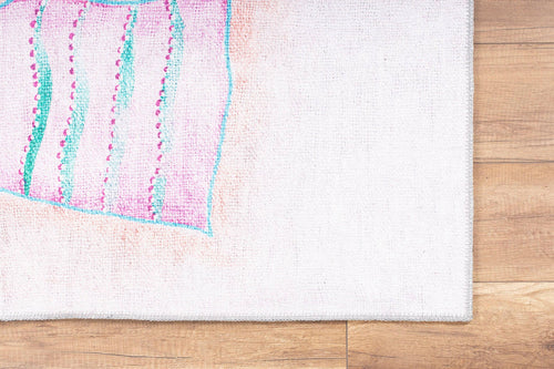 White Cotton Area Rug - Washable Non Slip Soft Microfiber Rug with Thick Plush