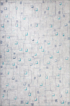 Grey Geometric Area Rug – Washable Non Slip Cotton Area Rug for Living Room