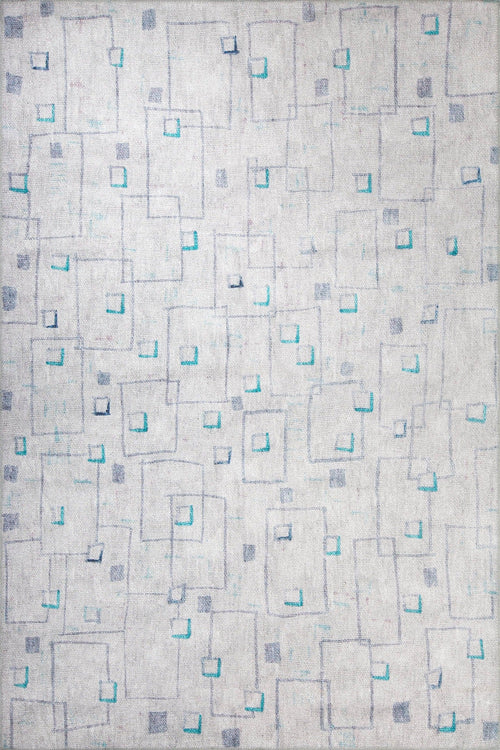 Grey Geometric Area Rug – Washable Non Slip Cotton Area Rug for Living Room