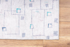 Grey Geometric Area Rug – Washable Non Slip Cotton Area Rug for Living Room