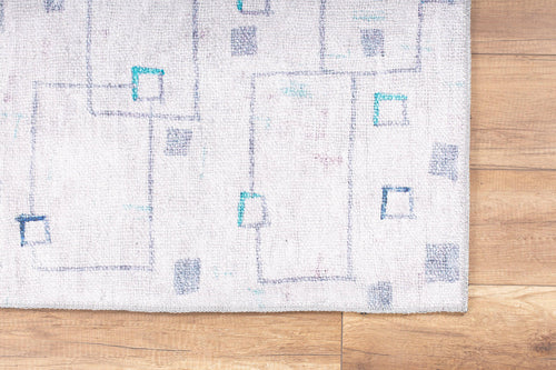 Grey Geometric Area Rug – Washable Non Slip Cotton Area Rug for Living Room