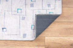 Grey Geometric Area Rug – Washable Non Slip Cotton Area Rug for Living Room