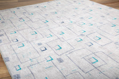 Grey Geometric Area Rug – Washable Non Slip Cotton Area Rug for Living Room