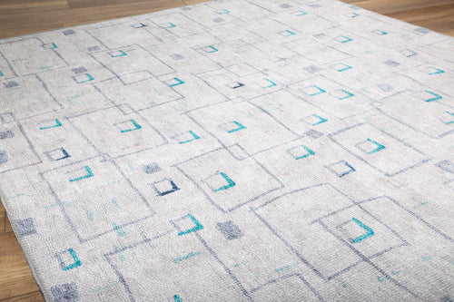 Grey Geometric Area Rug – Washable Non Slip Cotton Area Rug for Living Room