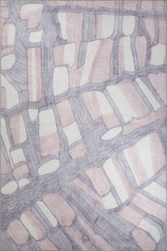 Modern Cotton Area Rug - Grey Washable Non Slip Microfiber Carpet for Living Room