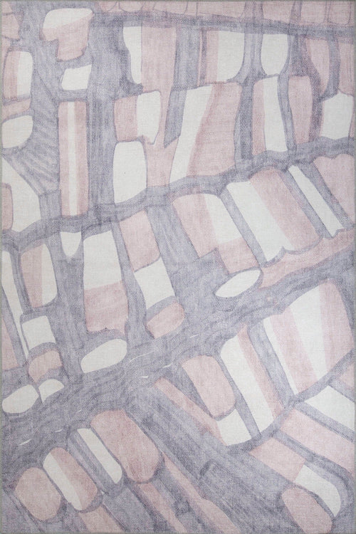 Modern Cotton Area Rug - Grey Washable Non Slip Microfiber Carpet for Living Room