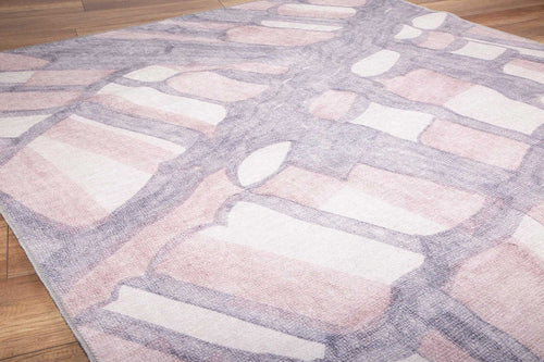 Modern Cotton Area Rug - Grey Washable Non Slip Microfiber Carpet for Living Room