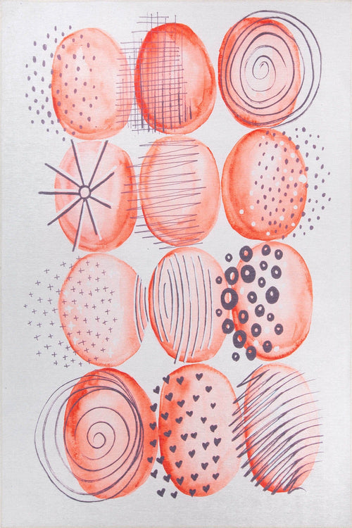 Carleville White Circles Cotton Digital Print Area Rug