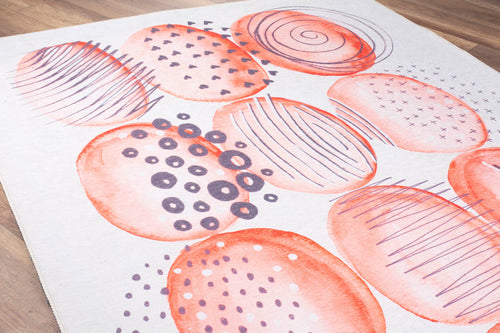 Carleville White Circles Cotton Digital Print Area Rug