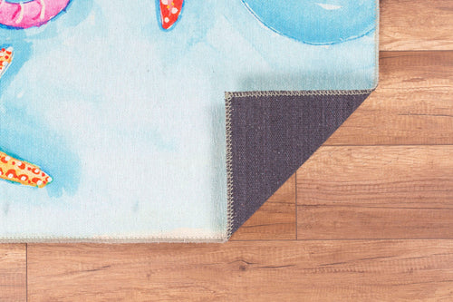 Kids Digital Print Rug – Washable Non Slip Blue Polyester Yarn Soft Microfiber Carpet