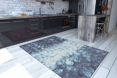 Modern Cotton Area Rug – Washable Non Slip Blue Soft Microfiber Carpet