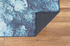 Modern Cotton Area Rug – Washable Non Slip Blue Soft Microfiber Carpet