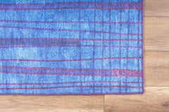 Blue Striped Area Rug – Washable Non Slip Soft Microfiber Carpet for Living Room
