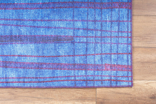 Blue Striped Area Rug – Washable Non Slip Soft Microfiber Carpet for Living Room