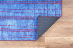 Blue Striped Area Rug – Washable Non Slip Soft Microfiber Carpet for Living Room